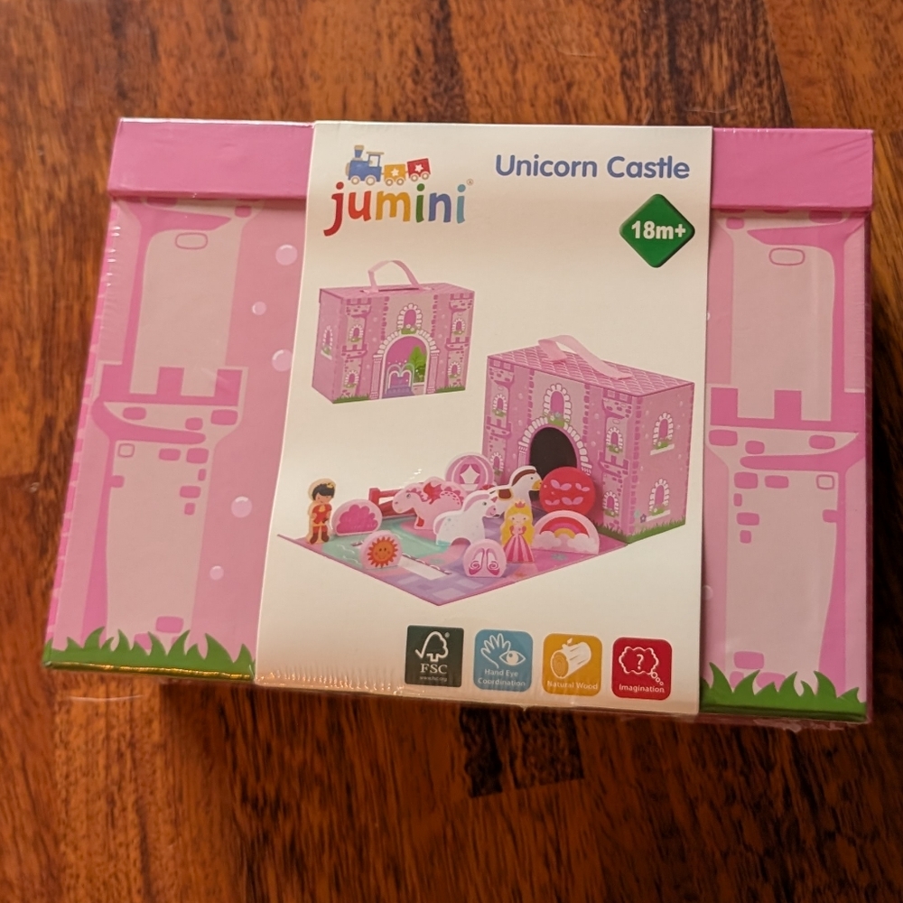 New In Box Unicorn Castle Wooden Playset